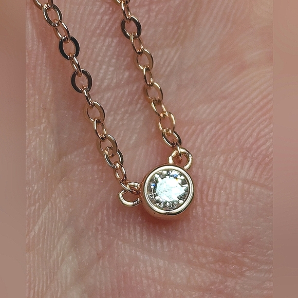 Rose Gold 925 Sterling Silver Base .16CT Diamond Necklace Stamped .925✨